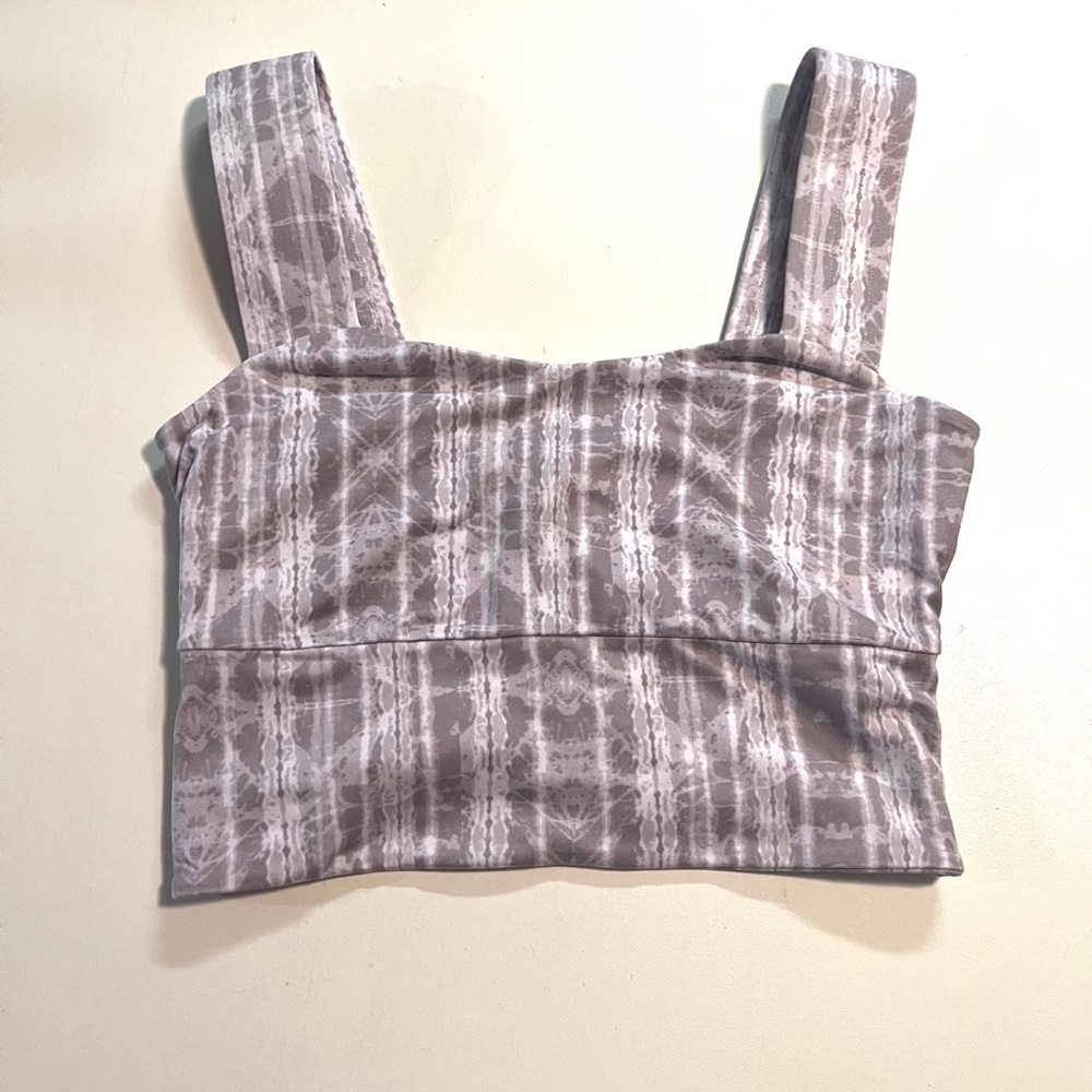 NWOT Free People Taupe & White Tie-Dye Crop Tank Top